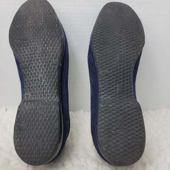 Belgian  Midinette Womsn's Slippers Shoes Size 7 Navy Blue Suede Loafers Bow Tie - Picture 12 of 12